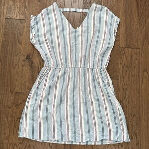 Pink Rose blue striped dress with pockets size XL